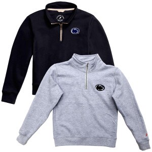 Oxford gray and navy 1/4 zip youth sweatshirts with Penn State Athletic Logo